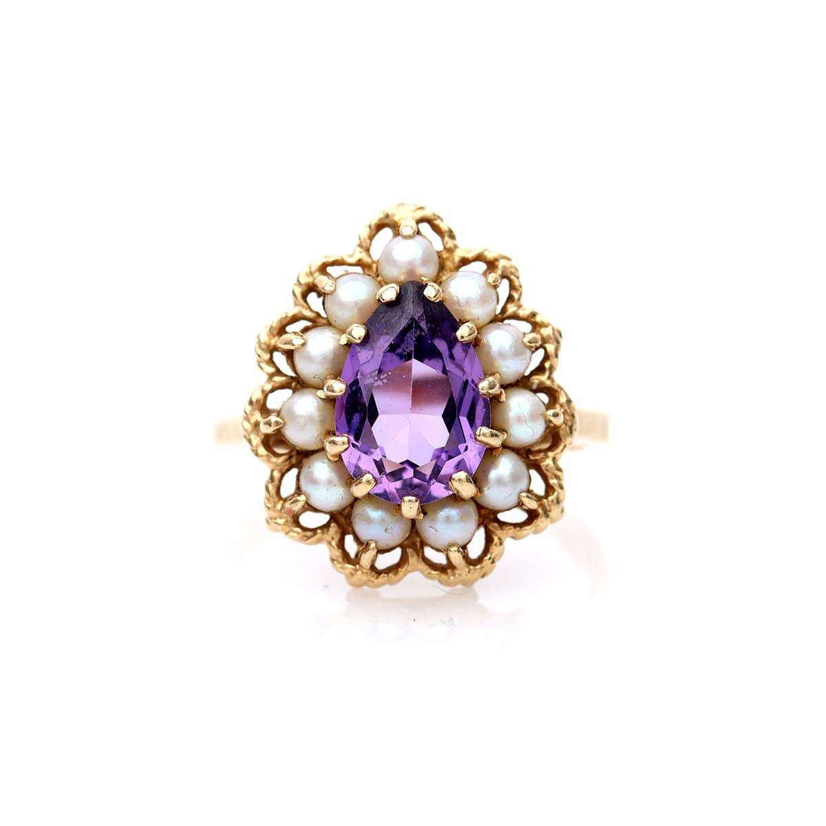 Vintage Amethyst and Seed Pearl Ring #VR220127-02