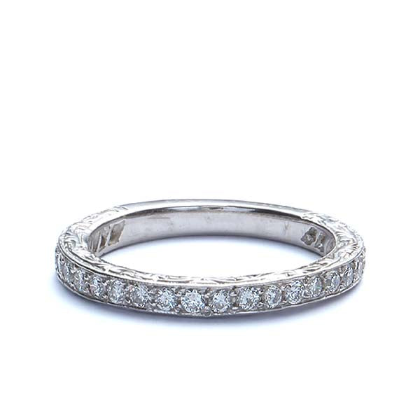 14k Diamond Replica Art Déco Wedding Band #L1064W14 - 14k White Gold - Wedding Bands