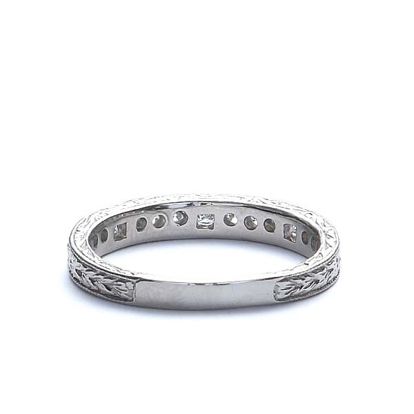 14k Diamond Replica Art Deco Wedding Band #L1502DW14 - 14k White Gold - Wedding Bands