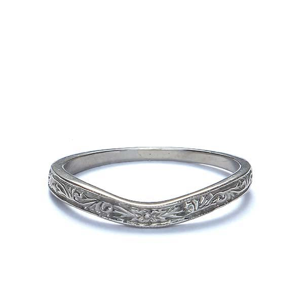 14k Engraved Wedding band with contour #L3198 14K - Leigh Jay & Co.