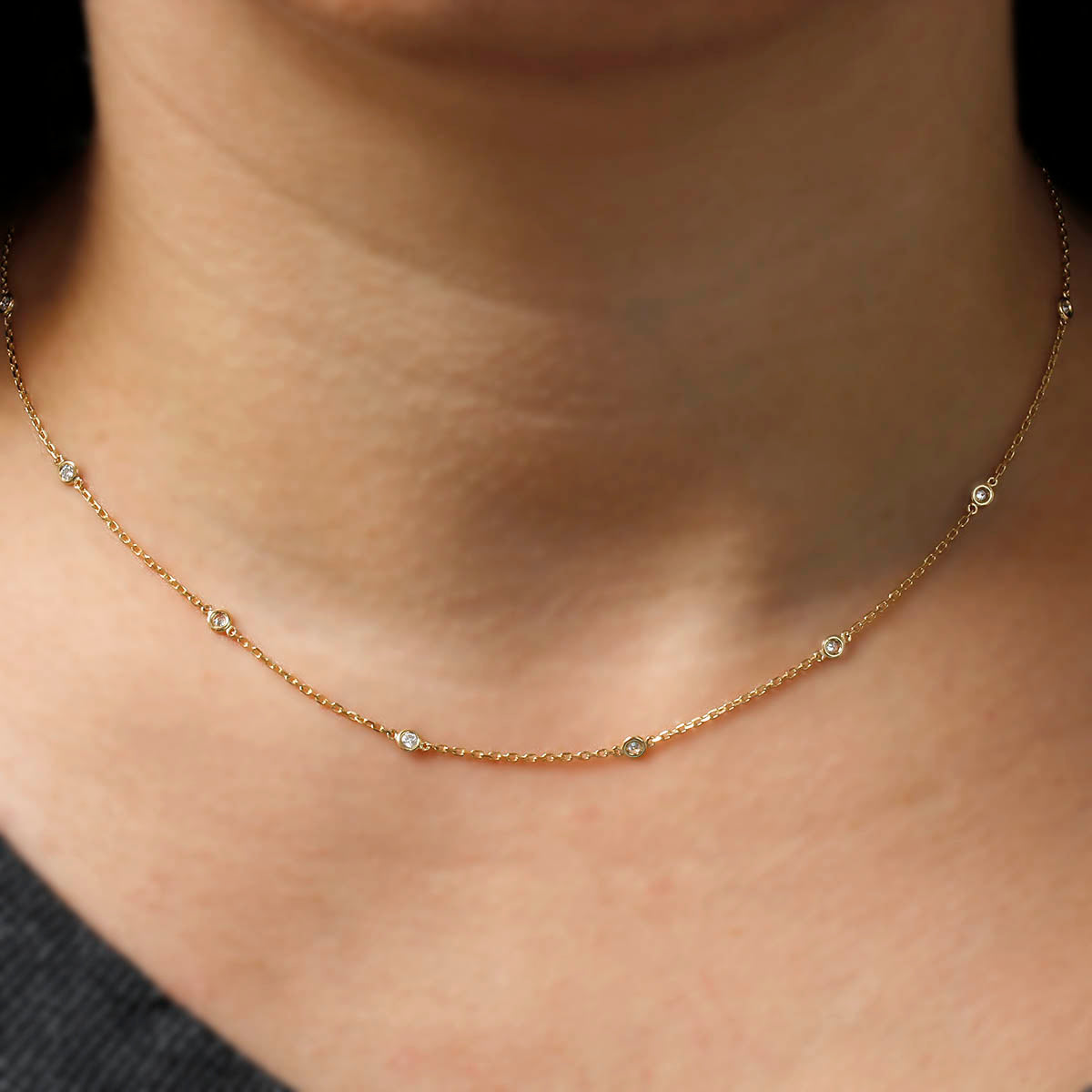 14k Yellow Gold 1/2 ct Station Necklace #DC14Y3-18