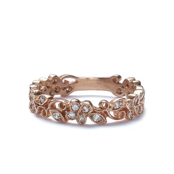 18k Rose Gold Diamond Wedding Band #L2109 18K - Wedding Bands