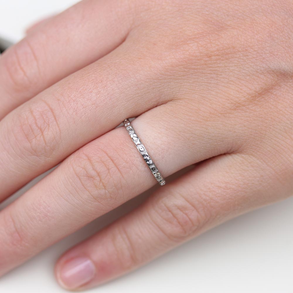 1920s 18k White Gold Art Déco Wedding Band #VB180618-5 - Wedding Bands