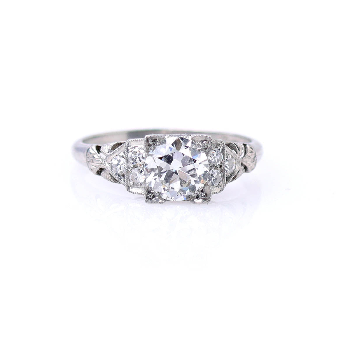 1920s Art Déco Platinum Engagement Ring #VR180821-1A - Engagement Rings