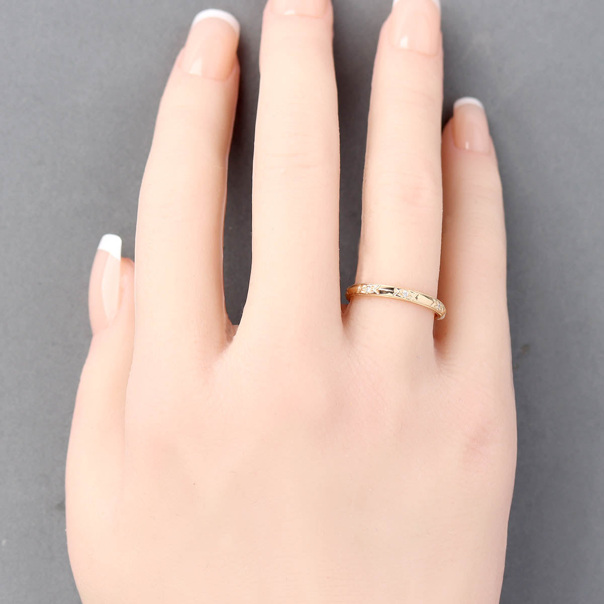 1930s Reproduction Gold and Diamond Orange Blossom Wedding Band #L1096Y14D (Copy) - Wedding Bands