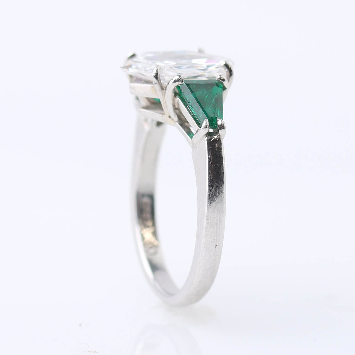 2.19 Carat Hexagonal Diamond Emerald Platinum Engagement Ring #VR251205 - Engagement Rings