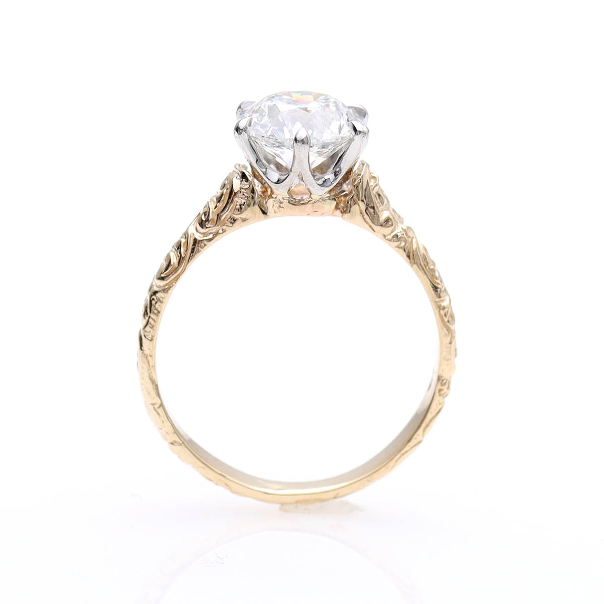 Replica Art Nouveau Engagement Ring with Old Mine Diamonds #2506-3