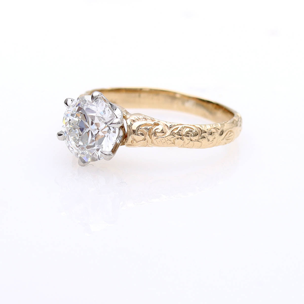 Replica Art Nouveau Engagement Ring with Old Mine Diamonds #2506-3