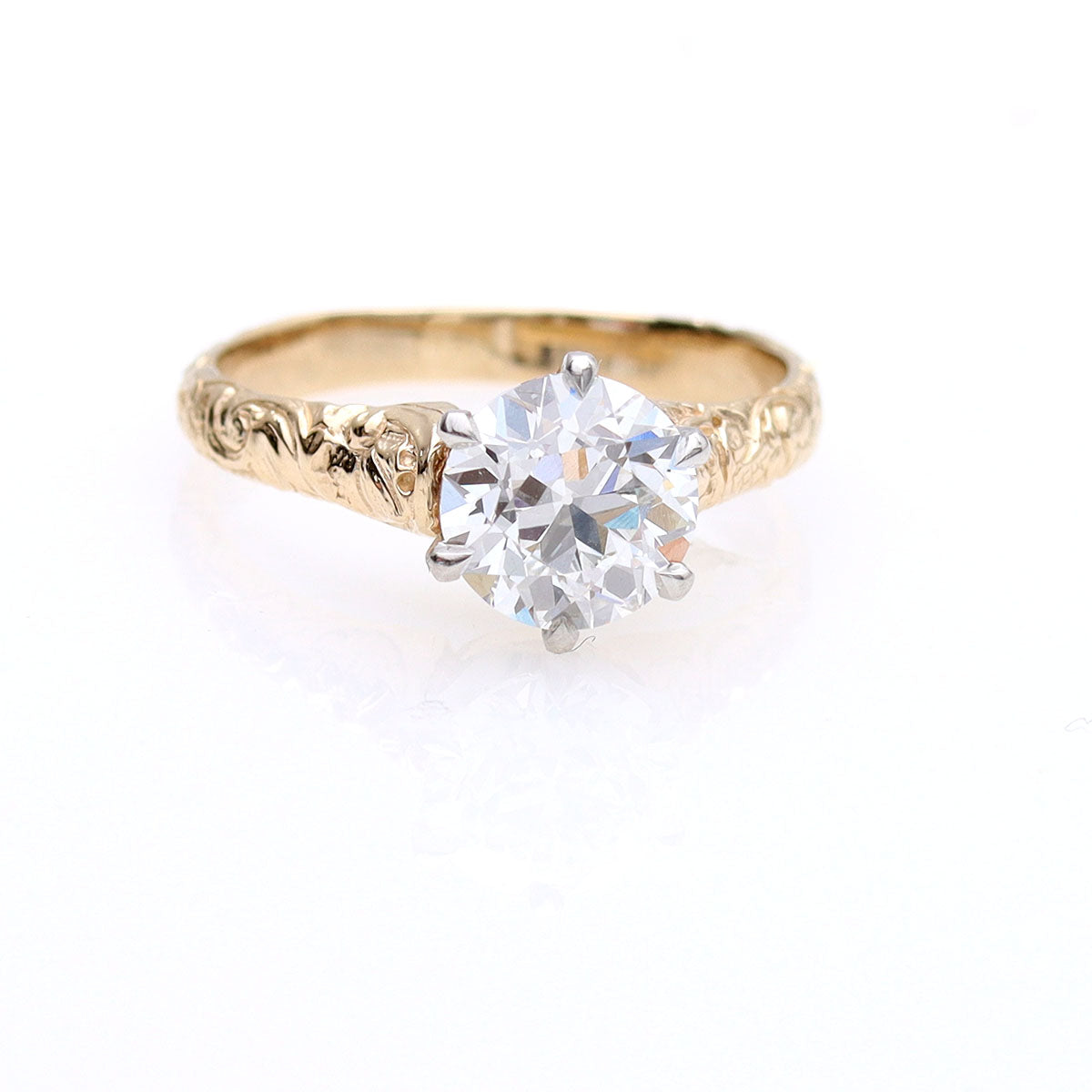 Replica Art Nouveau Engagement Ring with Old Mine Diamonds #2506-3