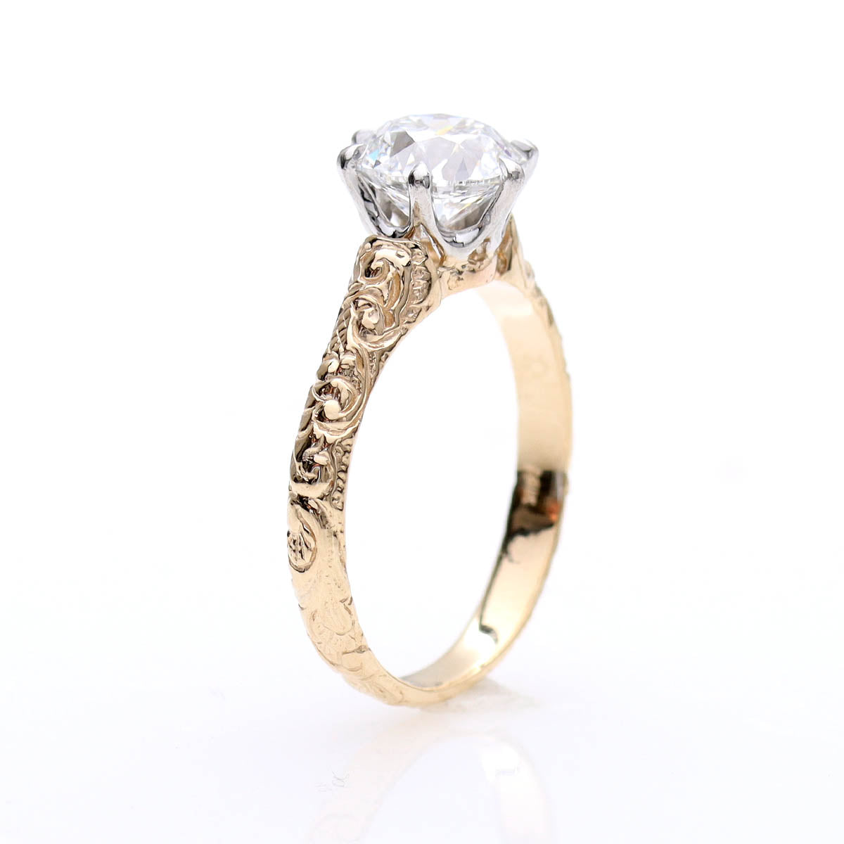 Replica Art Nouveau Engagement Ring with Old Mine Diamonds #2506-3