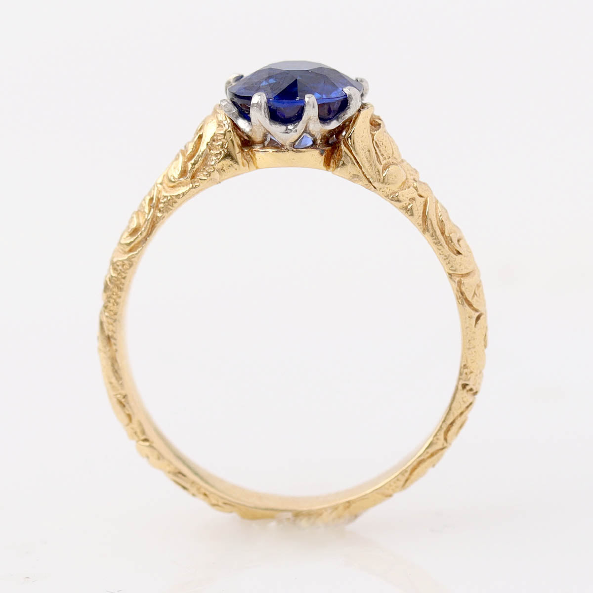 18k Gold Repoussé Sapphire Engagement Ring #2506SA