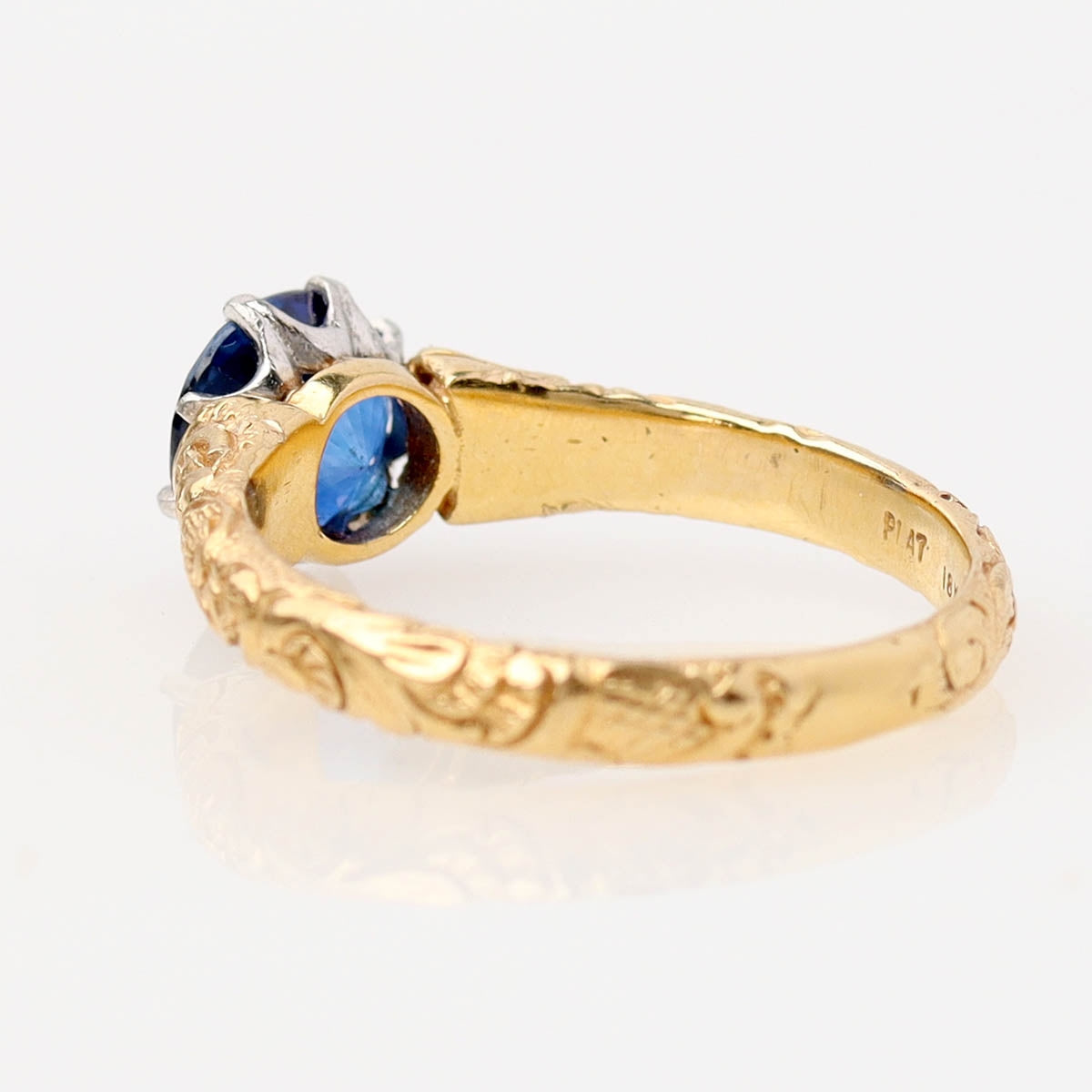 18k Gold Repoussé Sapphire Engagement Ring #2506SA