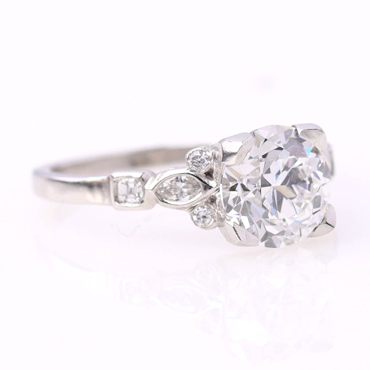 Art Déco Platinum & Diamond Reproduction Engagement Ring #2567PT