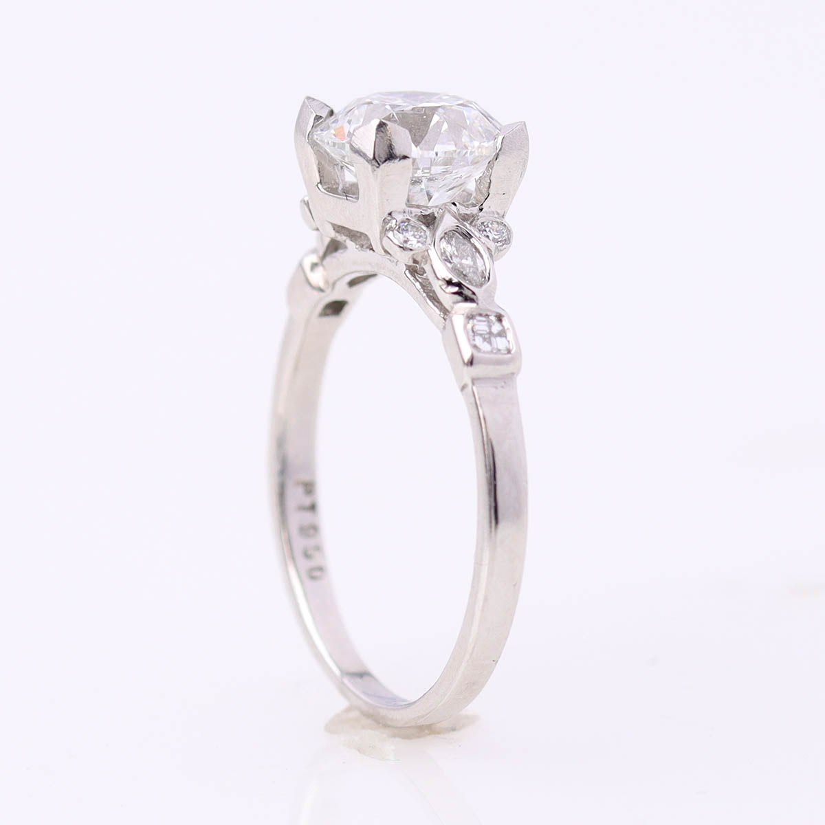 Art Déco Platinum & Diamond Reproduction Engagement Ring #2567PT