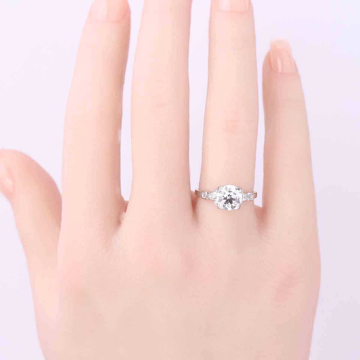 Art Déco Platinum & Diamond Reproduction Engagement Ring #2567PT