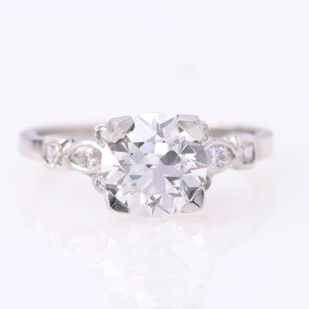 Art Déco Platinum & Diamond Reproduction Engagement Ring #2567PT