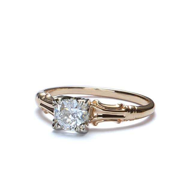 Replica Art Deco Engagement Ring set with an Antique diamond. #2591-06 - Leigh Jay & Co