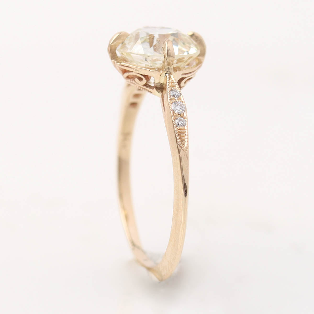 Art Déco Era Reproduction Old European Cut Engagement Ring #2636Z