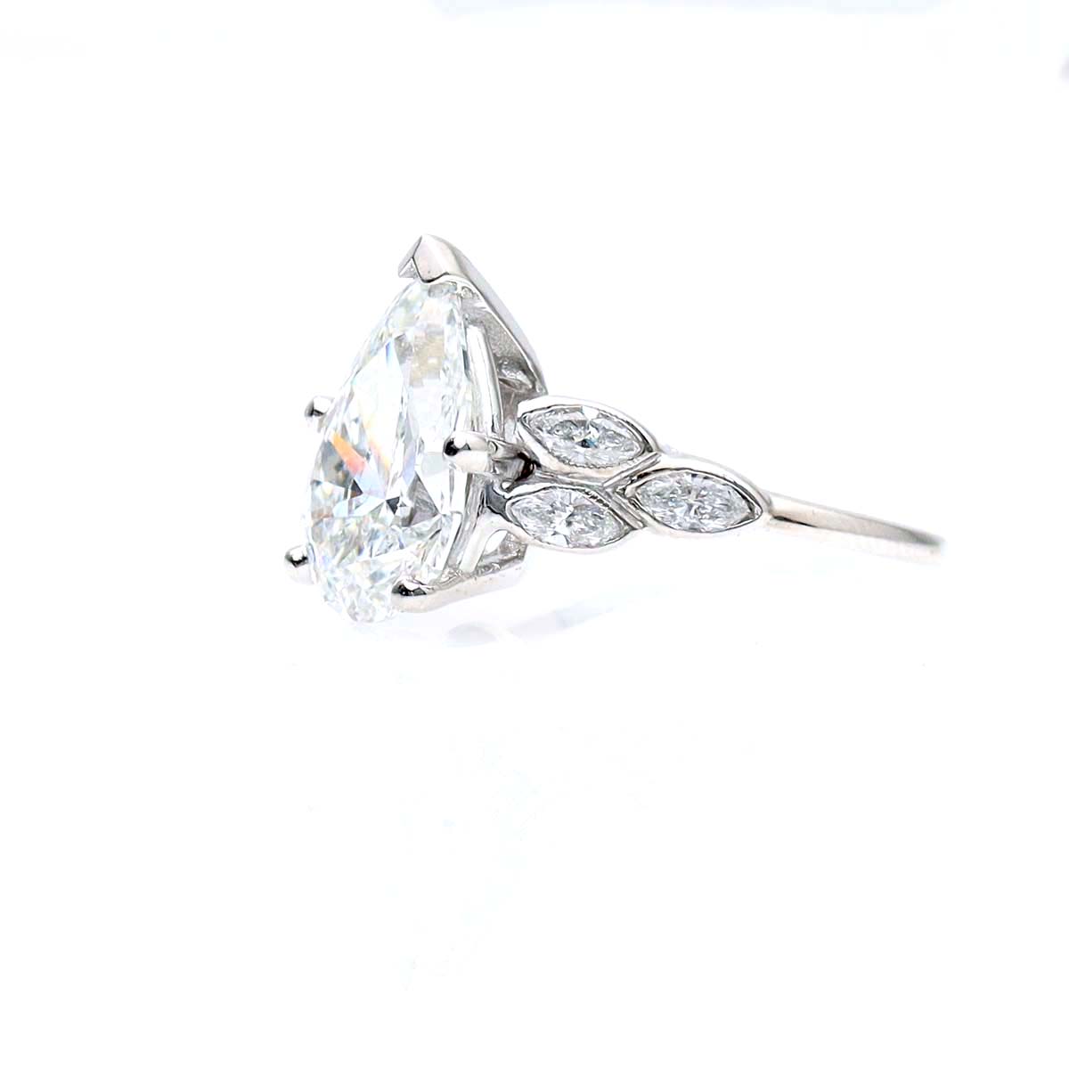 Replica Art Deco Pear Shape Diamond Engagement Ring #3122PS-1