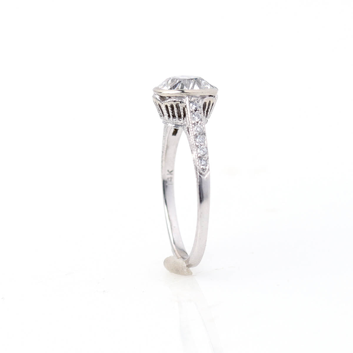 Bezel Set Art Déco Reproduction Engagement Ring #3158BZ-02