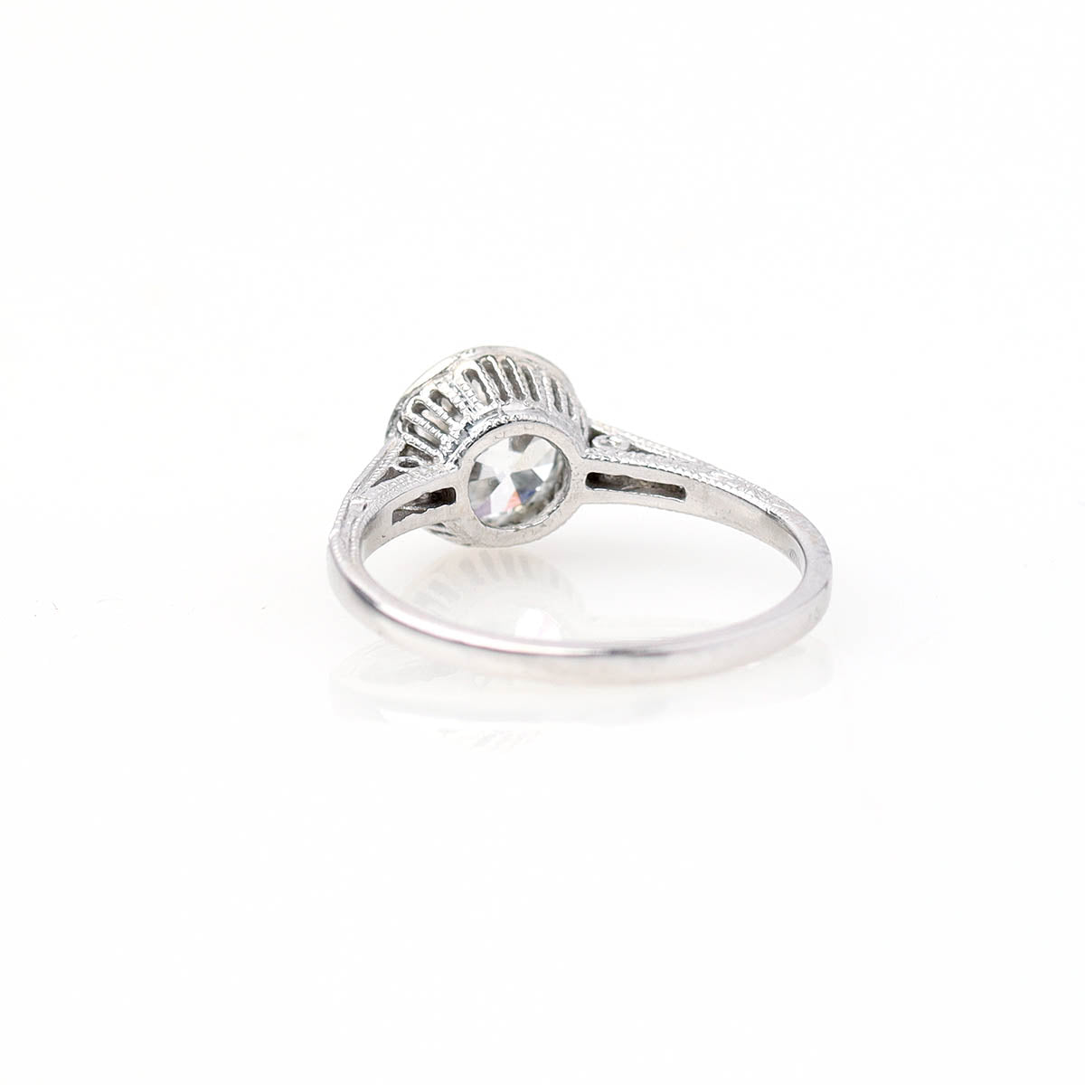 Bezel Set Art Déco Reproduction Engagement Ring #3158BZ-02