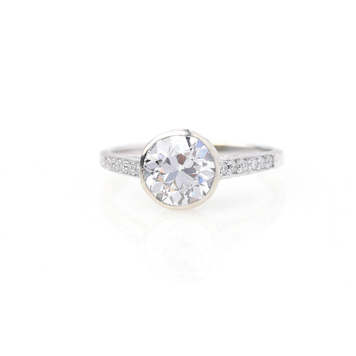 Bezel Set Art Déco Reproduction Engagement Ring #3158BZ-02