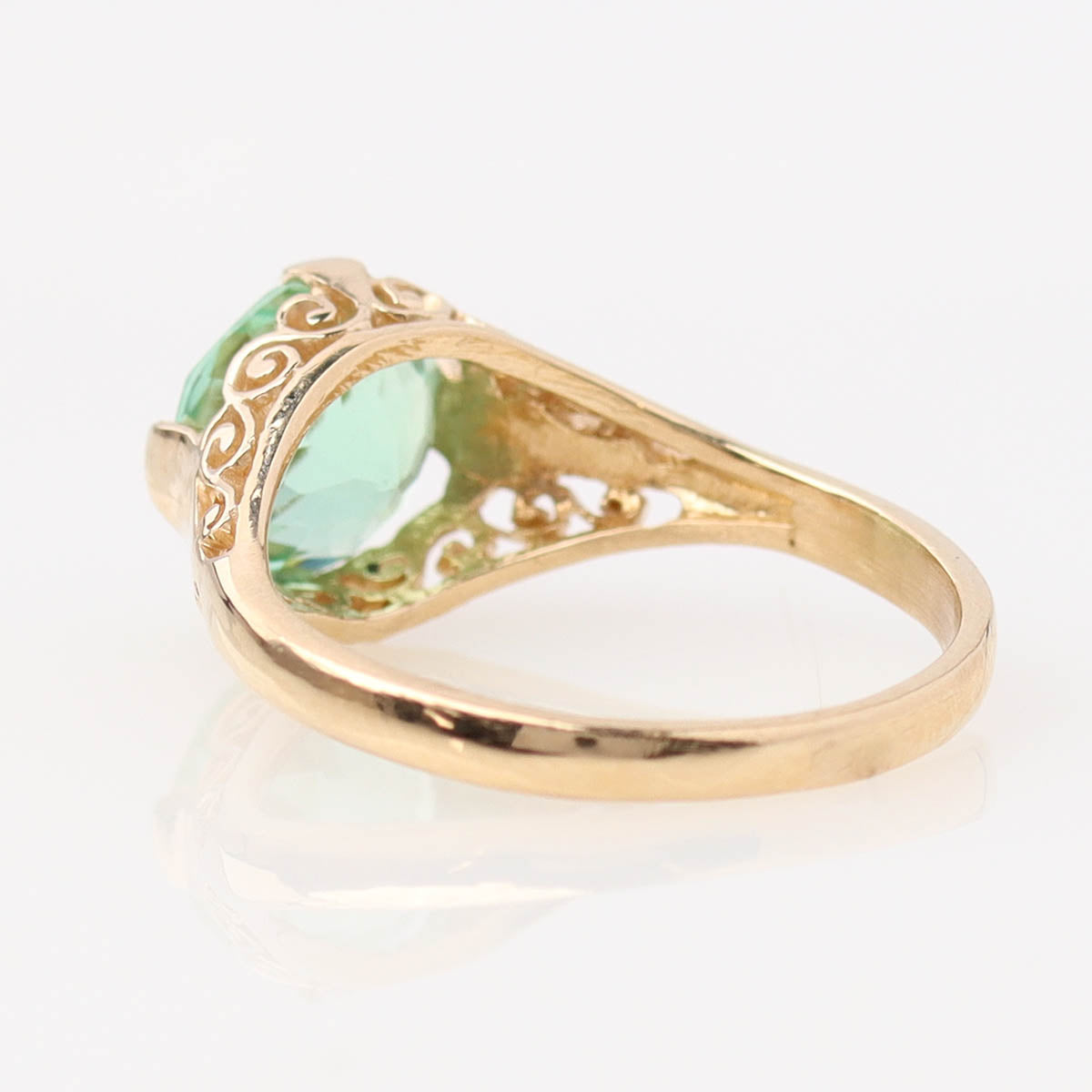 14k Gold Filigree & Green Tourmaline Engagement Ring #3269Y14T