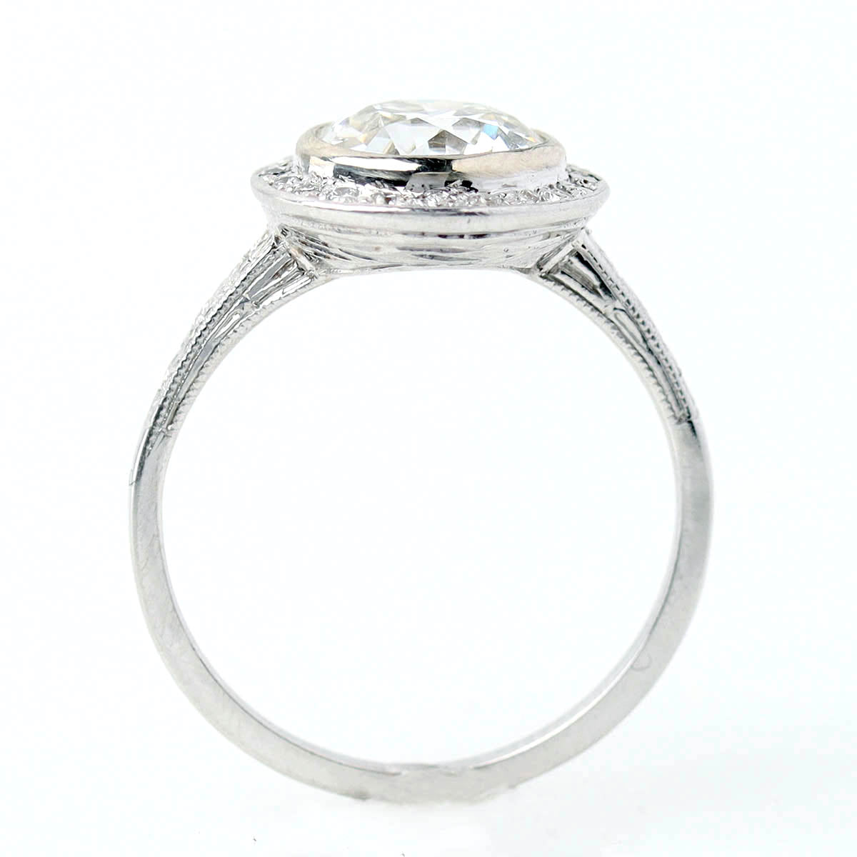 Bezel Set Old European Cut Art Déco Reproduction Engagement Ring #3285W14