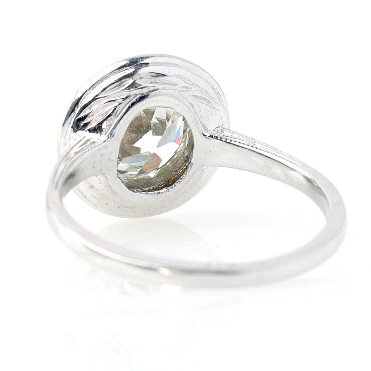 Bezel Set Old European Cut Art Déco Reproduction Engagement Ring #3285W14