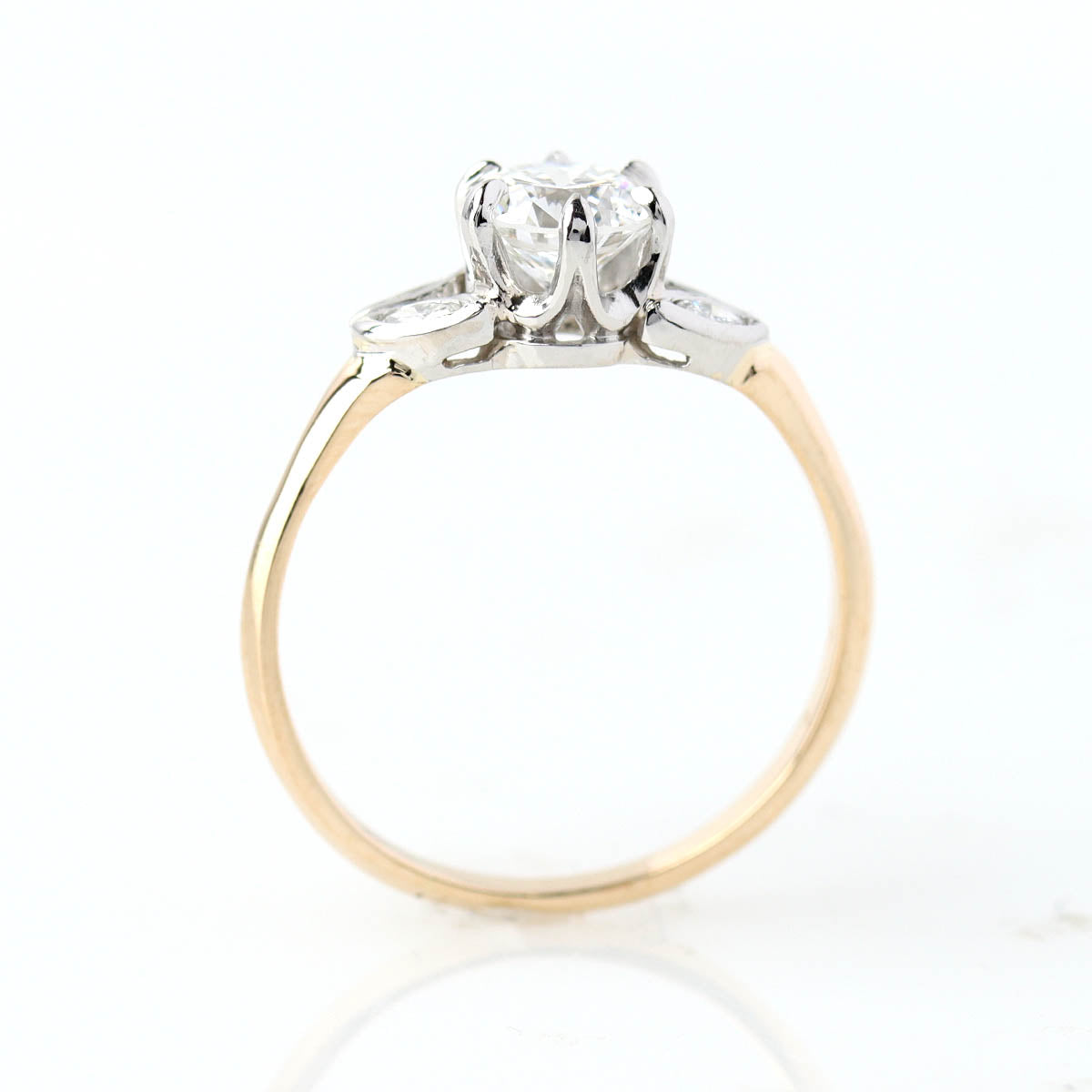 Replica Art Deco Floral Engagement Ring #3289Y14PT-1
