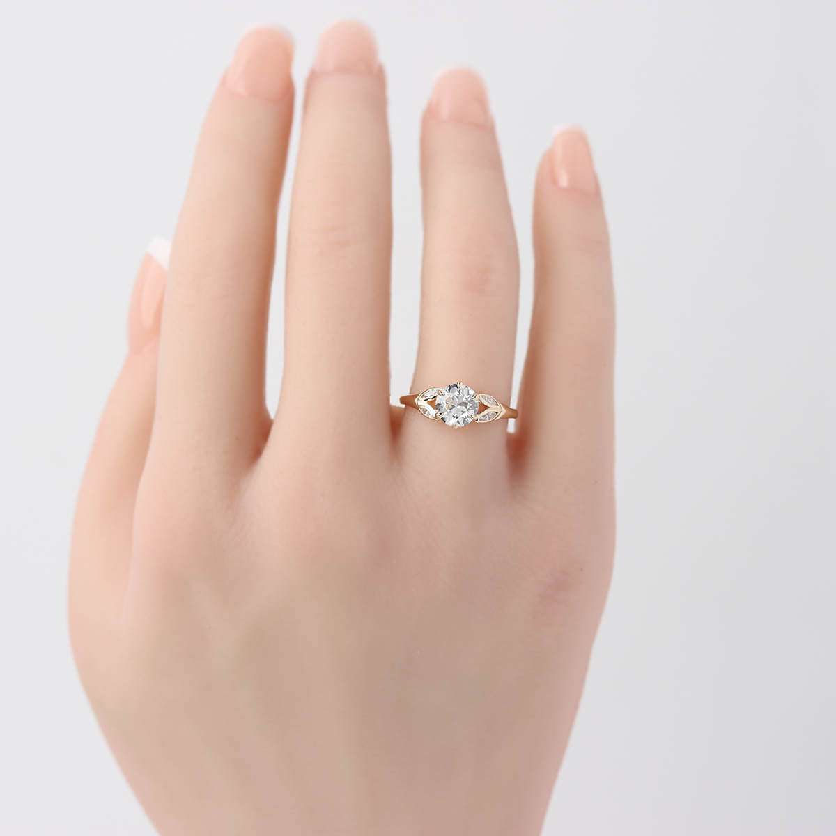 Art Déco Era Floral Reproduction Engagement Ring #3289Y14-1