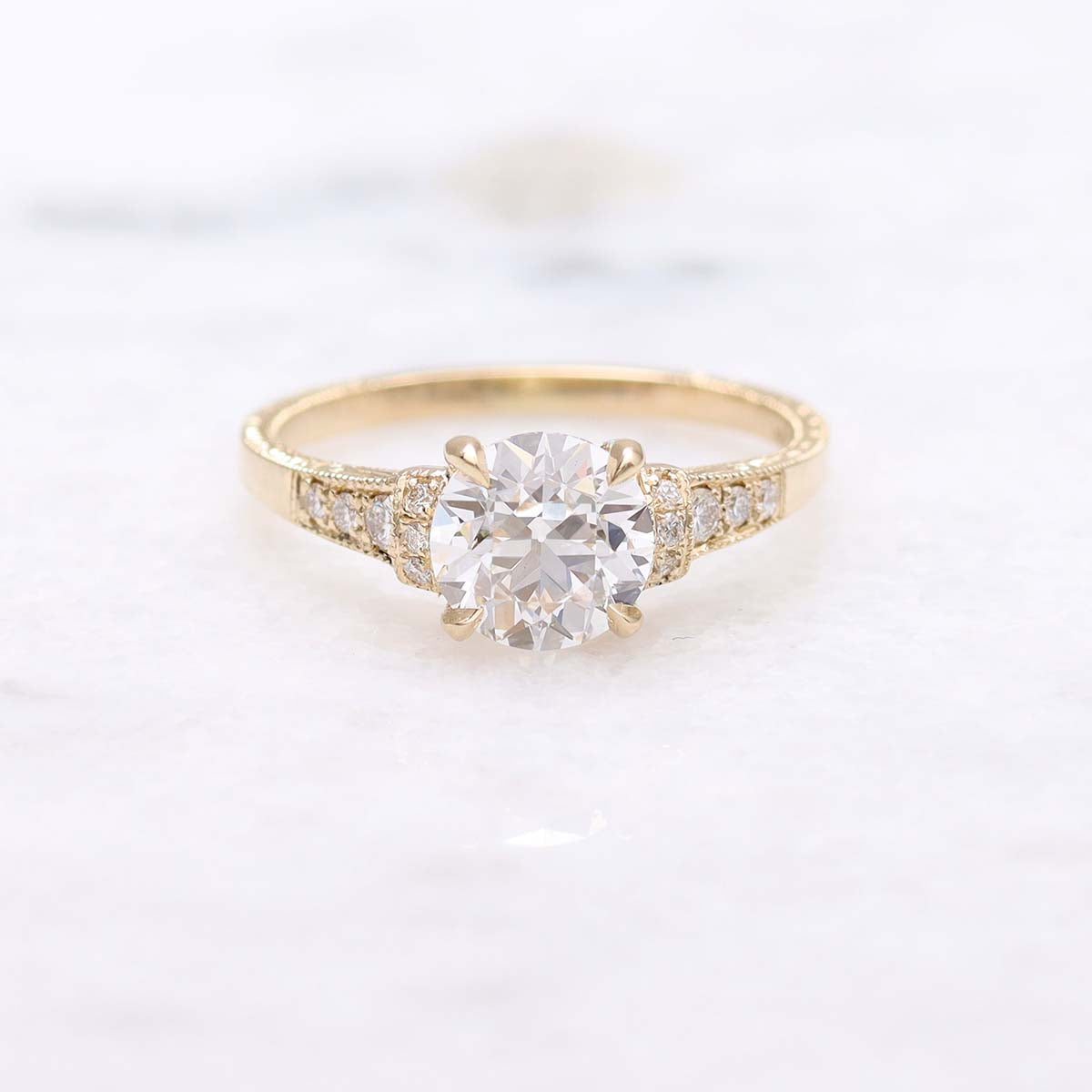 The Lily Engagment Ring With An Old European Cut Diamond #3319-9