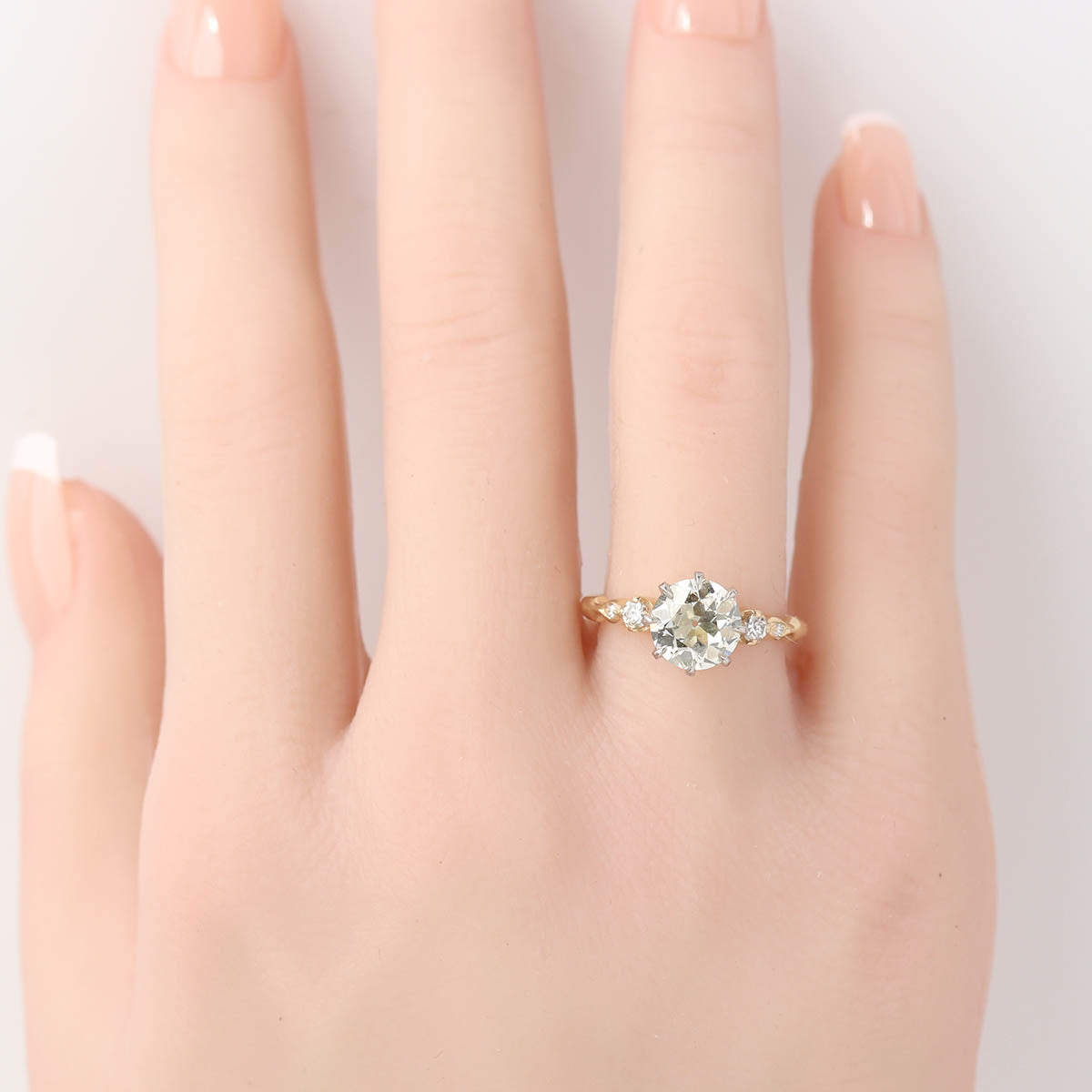 Edwardian Inspired 14k Yellow Gold Old European Cut Engagement Ring #3510X-1