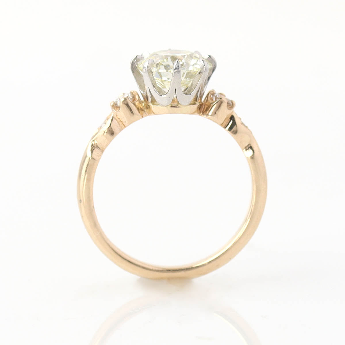 Edwardian Inspired 14k Yellow Gold Old European Cut Engagement Ring #3510X-1