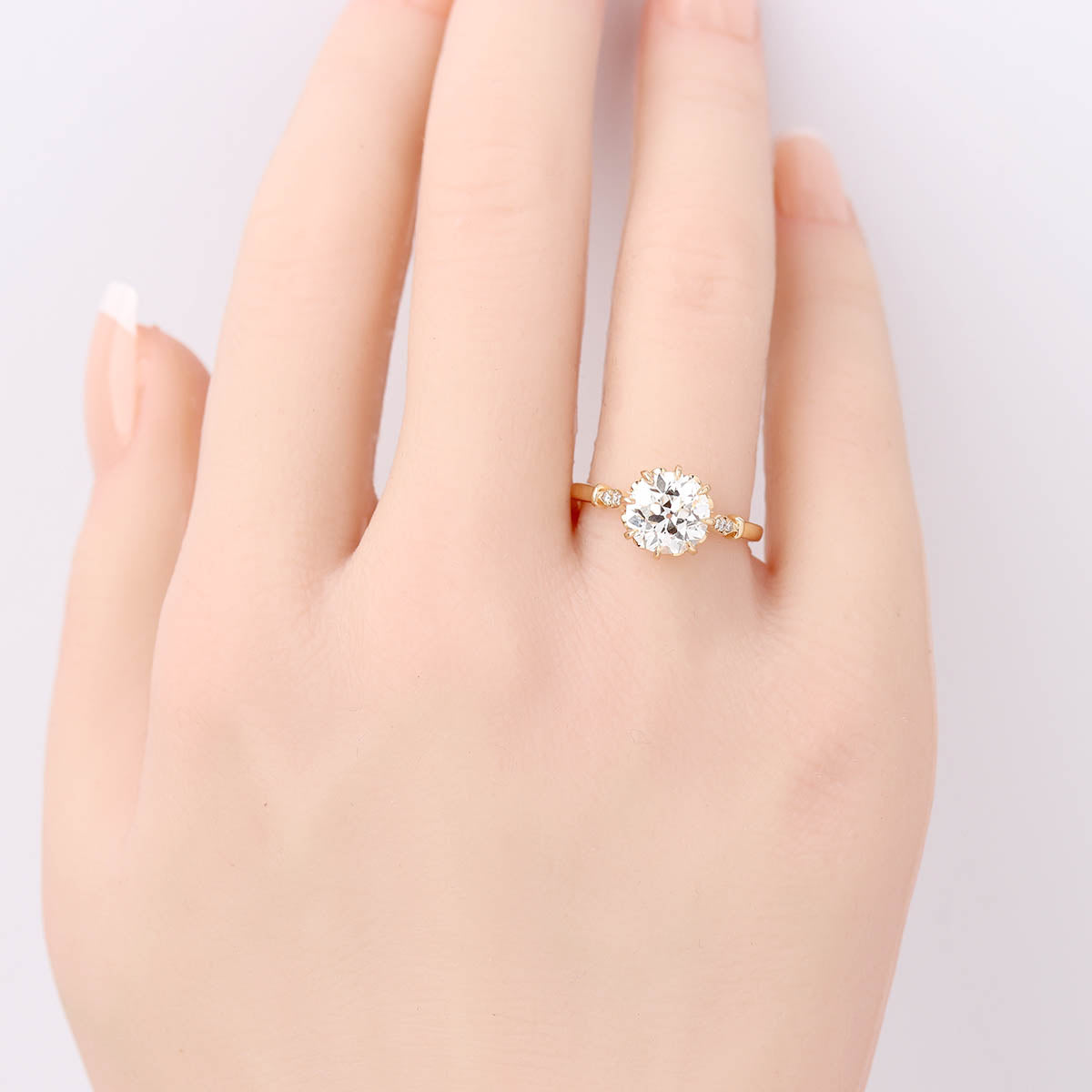 Edwardian 14k Yellow Gold & Diamond Reproduction Engagement Ring #3781-1