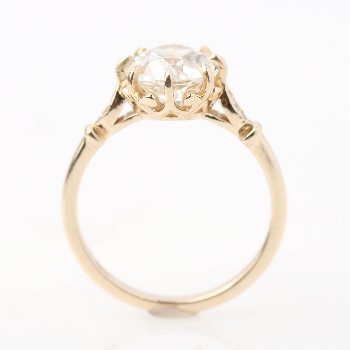 Edwardian 14k Yellow Gold & Diamond Reproduction Engagement Ring #3781-1