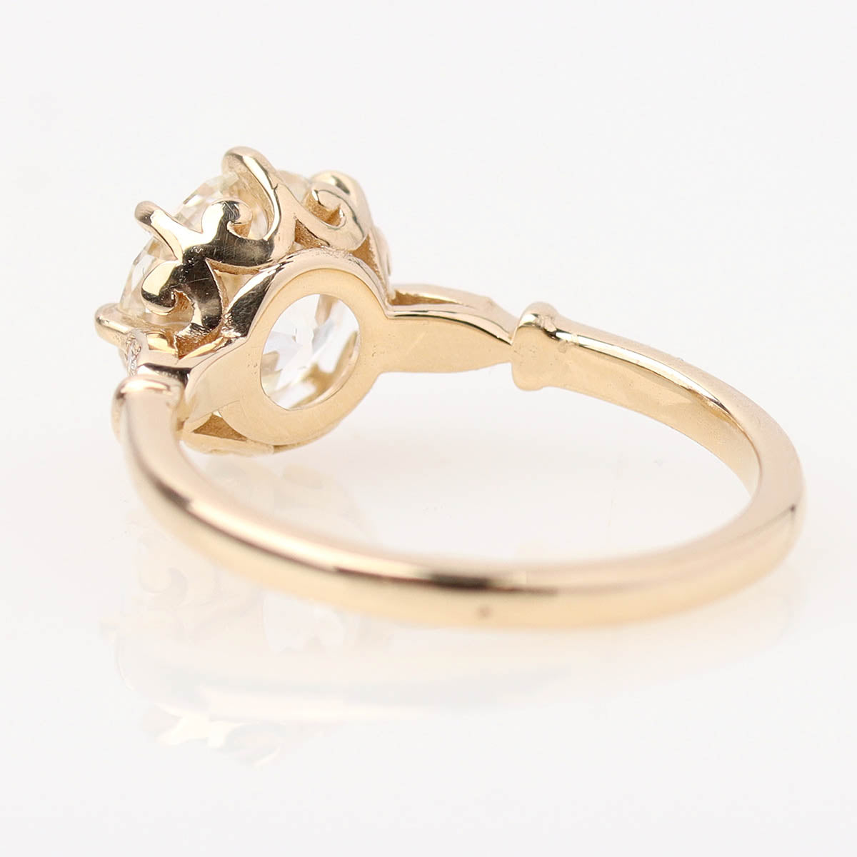 Edwardian 14k Yellow Gold & Diamond Reproduction Engagement Ring #3781-1
