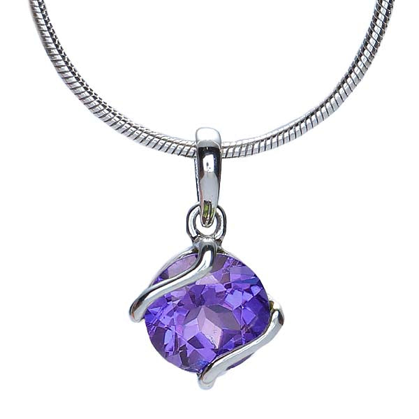 Silver and Amethyst Retro Style Pendant #7274P-ACH