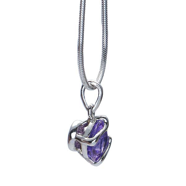Silver and Amethyst Retro Style Pendant #7274P-ACH