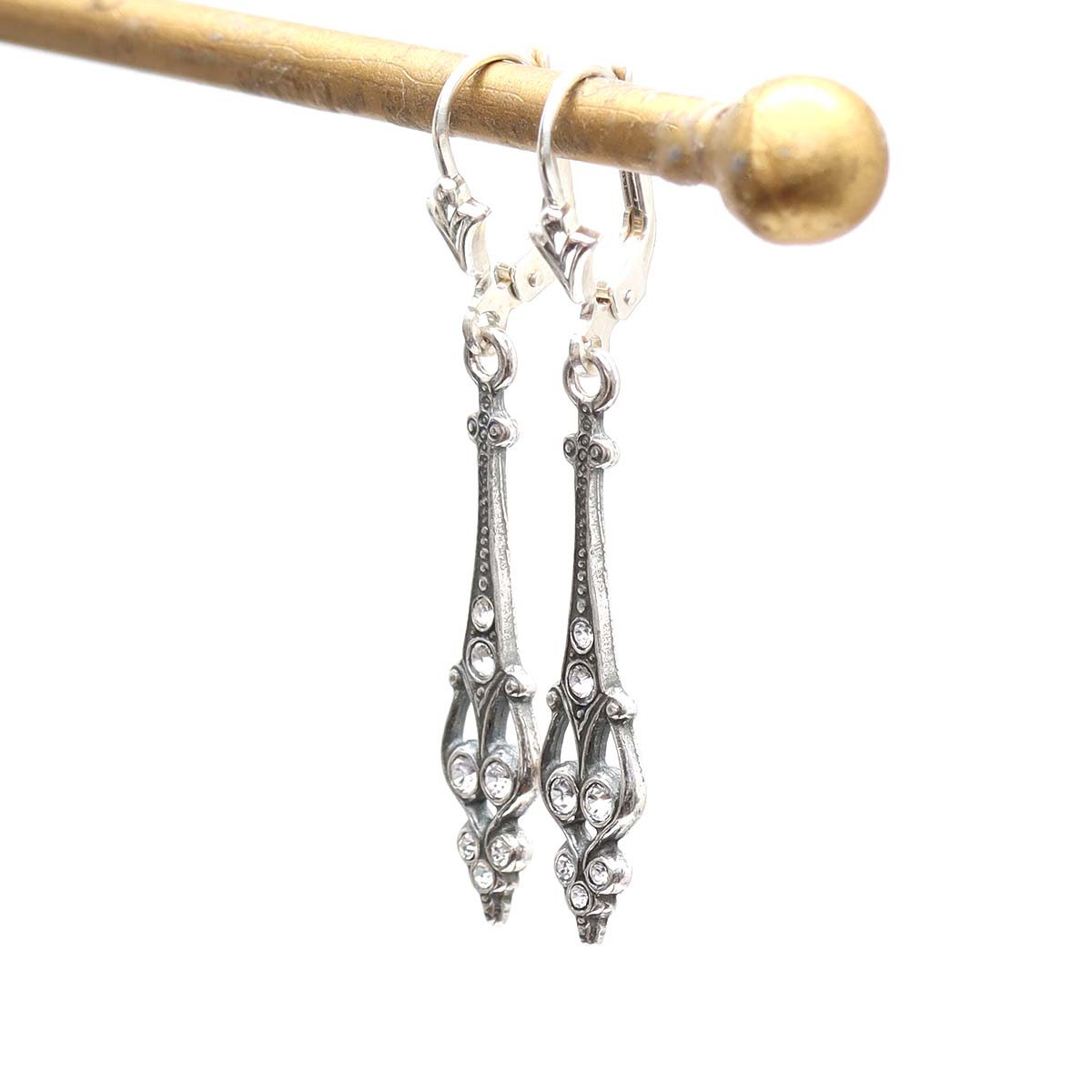 Sterling Silver Reproduction Art Déco Drop Earrings #79830