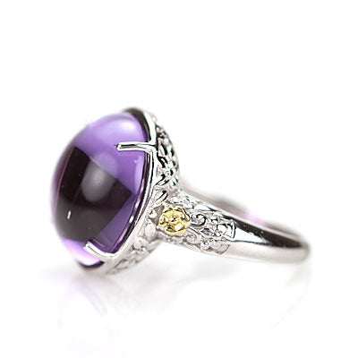 Amethyst and Sterling Silver Vintage Inspired Ring #8193R-AM
