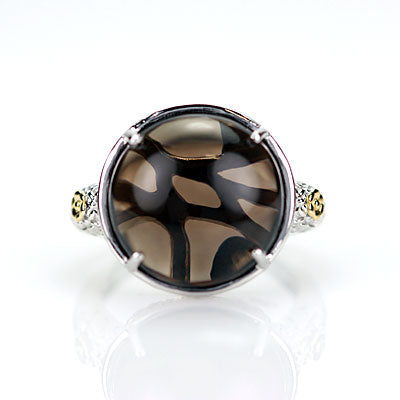 Smokey Quartz Art Nouveau Inspired Sterling Silver Ring #8193R-SMQZ