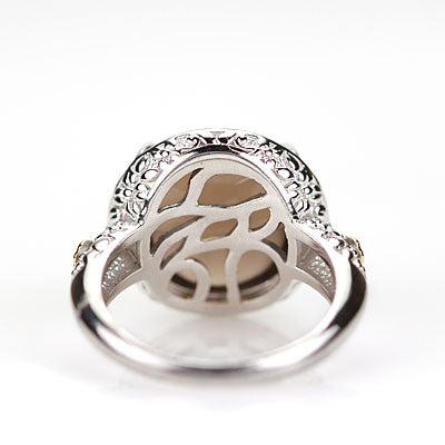 Smokey Quartz Art Nouveau Inspired Sterling Silver Ring #8193R-SMQZ