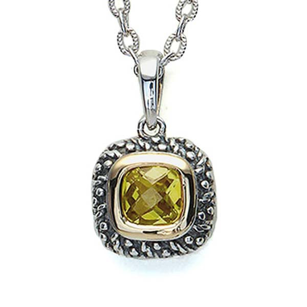Sterling Silver and 18K gold Citrine Pendant #8252P-CCH