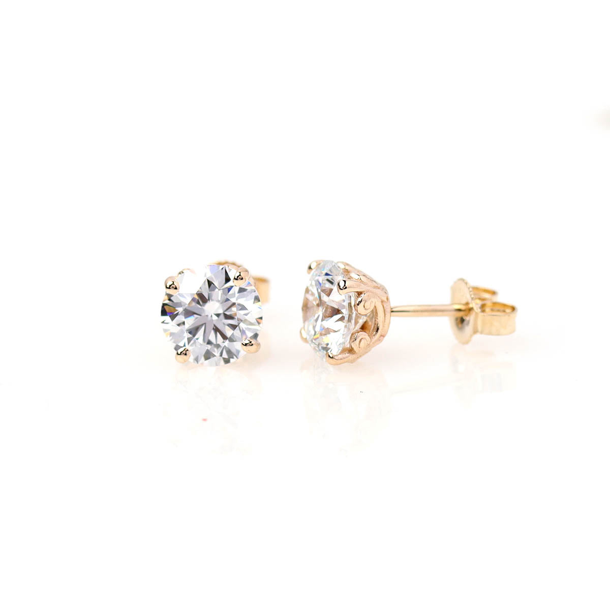 2.10 Carat Total Weight Diamond Stud Earrings in 14k Yellow Gold #STUDS2.10Y14