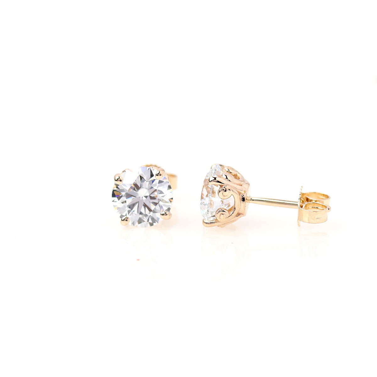 2.10 Carat Total Weight Diamond Stud Earrings in 14k Yellow Gold #STUDS2.10Y14