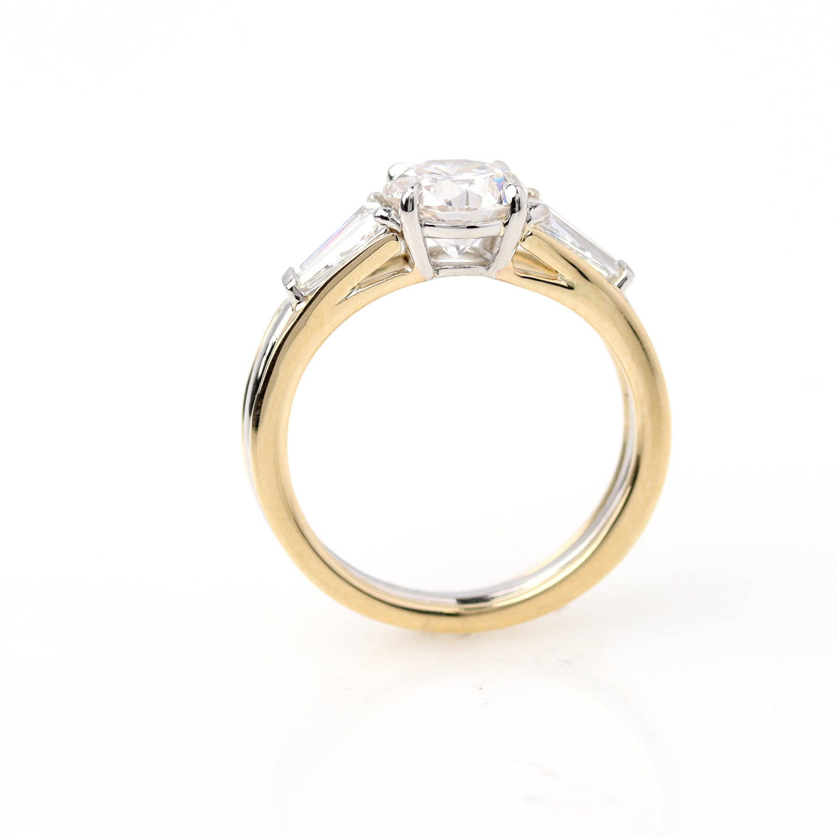 Contemporary Platinum and 14k Yelllow Gold Diamond Engagement Ring #3781