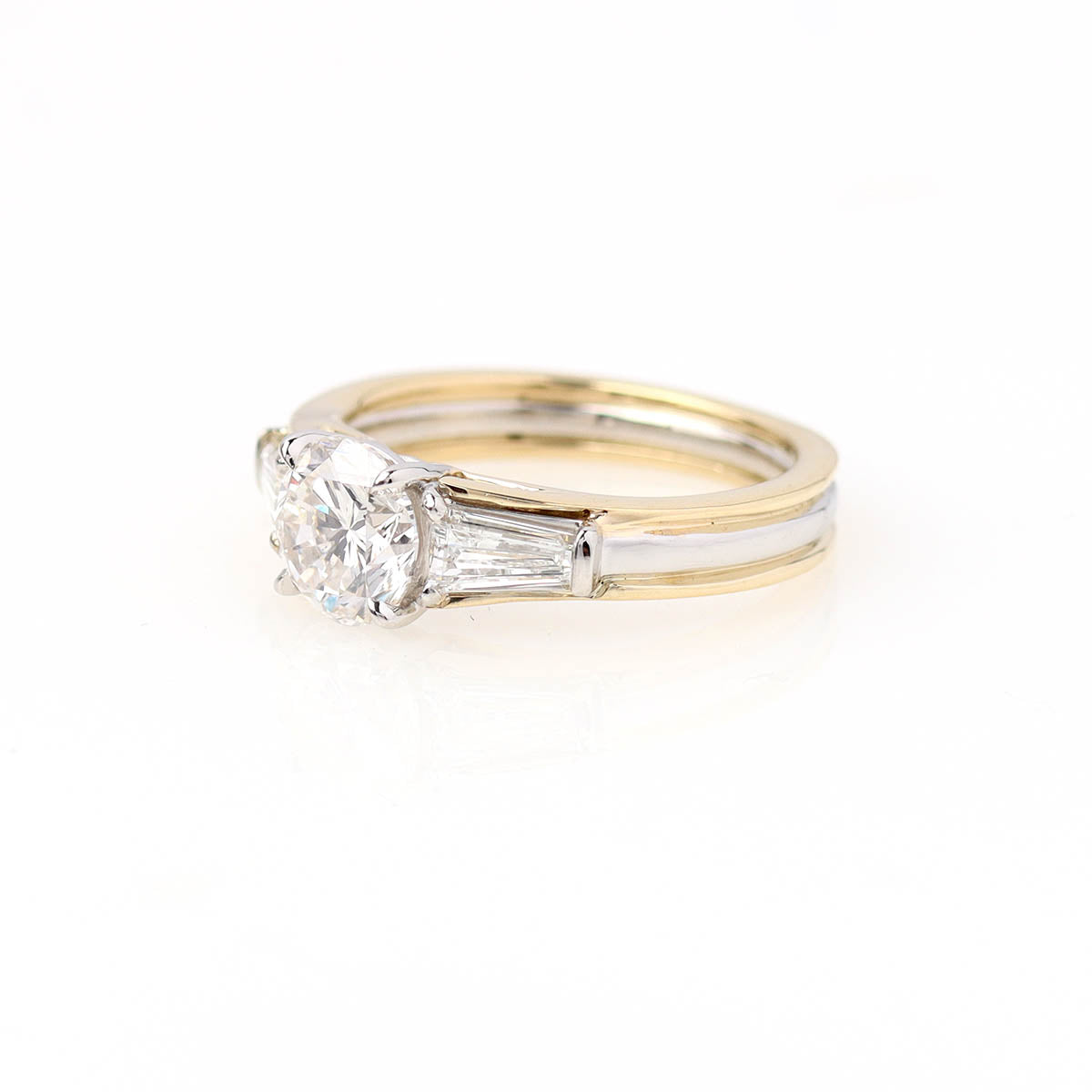 Contemporary Platinum and 14k Yelllow Gold Diamond Engagement Ring #3781