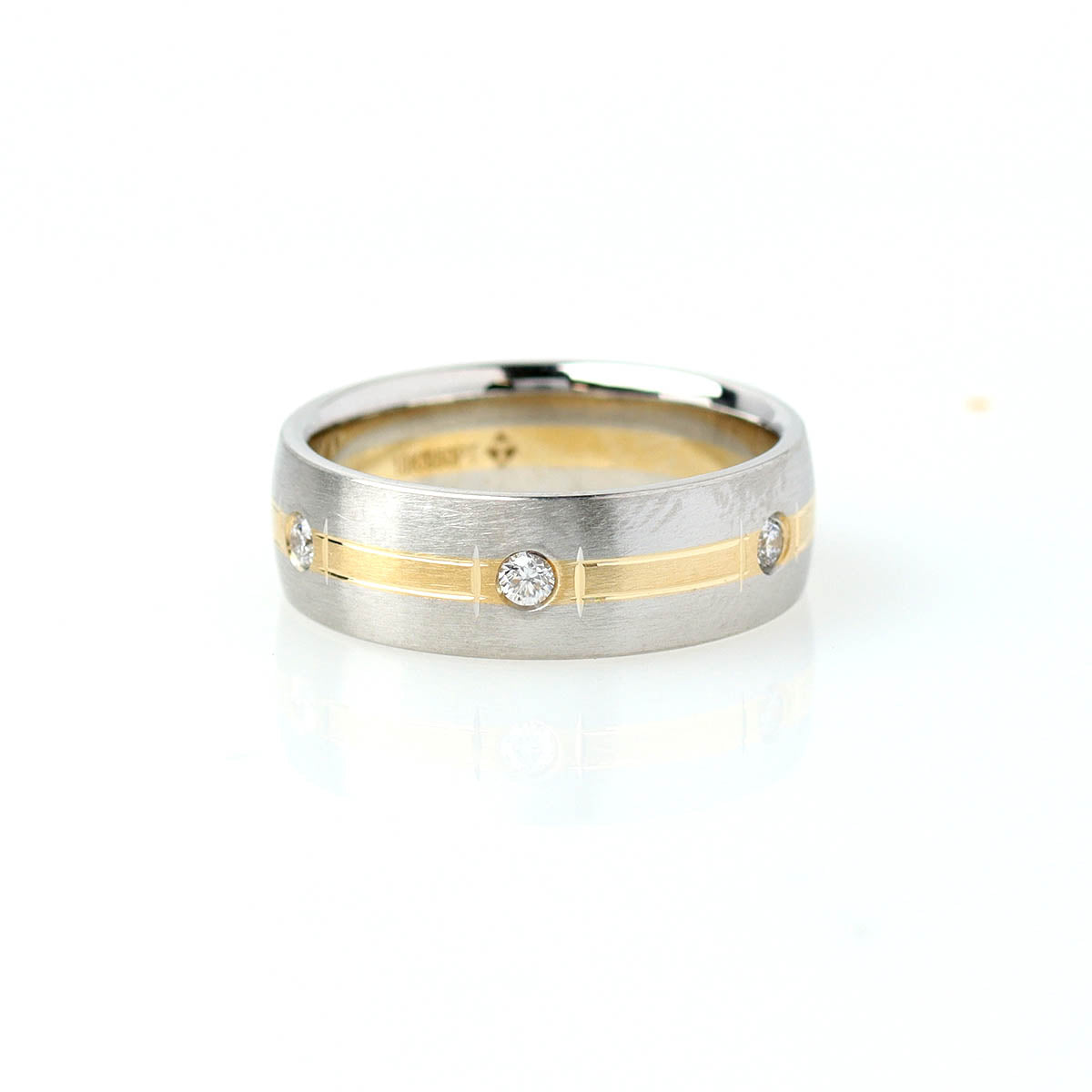 Platinum and 18k Yellow Gold Mens Band with Diamonds #MB2TDIA-1