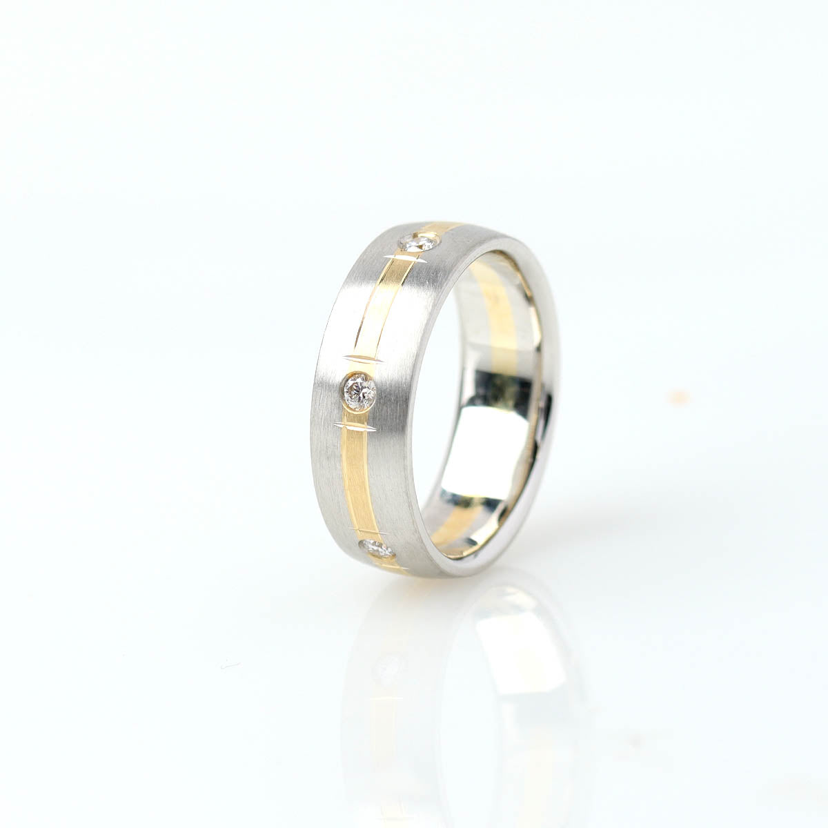 Platinum and 18k Yellow Gold Mens Band with Diamonds #MB2TDIA-1